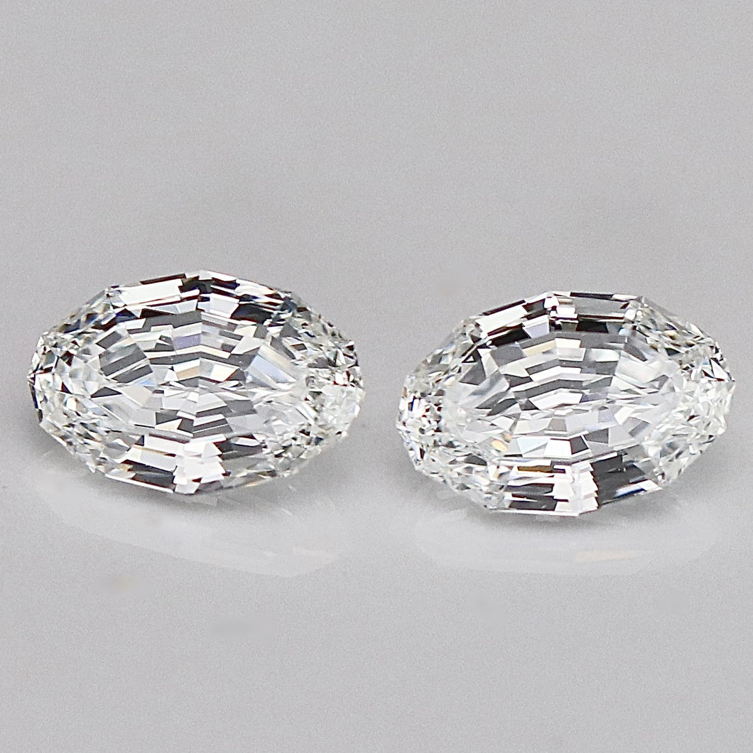 2.05ctw matched pair of loose oval step cut lab grown diamonds E/VS1