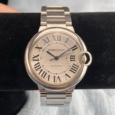 RETIREMENT SALE: Estate Cartier Ballon Bleu 36mm women’s watch with watch and Cartier Cert