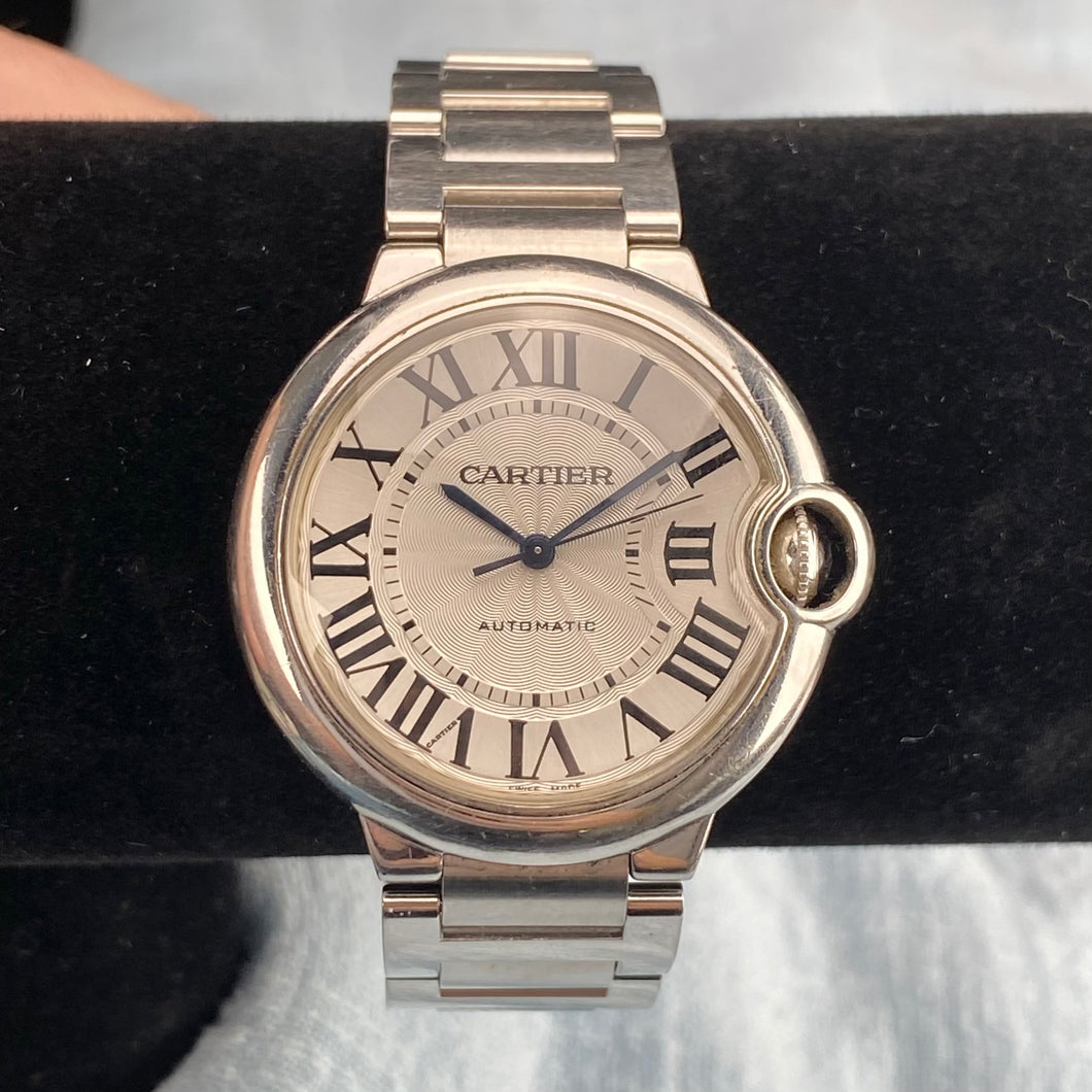 RETIREMENT SALE: Estate Cartier Ballon Bleu 36mm women’s watch with watch and Cartier Cert