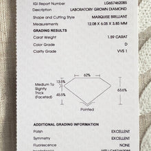 Load image into Gallery viewer, 50% OFF!  MANOR ROYAL: The Zara - 1.59ct Marquise lab grown diamond ring D/VS1 with IGI report