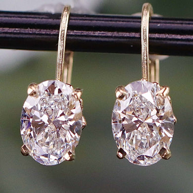 RESERVED: LAYAWAY PAYMENT 3 OF 3: 2.18ctw D/VVS2 lab grown oval diamond earrings in 14k yellow gold