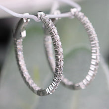 Load image into Gallery viewer, RESERVED FOR J: 1.64ctw Lab Grown diamond oval hoops in 14k white gold