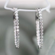 Load image into Gallery viewer, RESERVED FOR J: 1.64ctw Lab Grown diamond oval hoops in 14k white gold