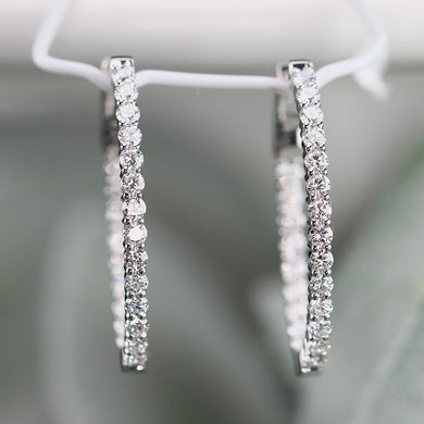 RESERVED FOR J: 1.64ctw Lab Grown diamond oval hoops in 14k white gold