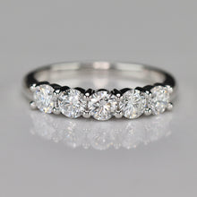 Load image into Gallery viewer, Lab grown 1ctw 5 stone diamond band ring in 14k white gold
