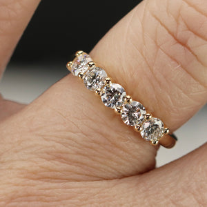 Lab grown 1ctw 5 stone diamond band ring in 14k yellow gold