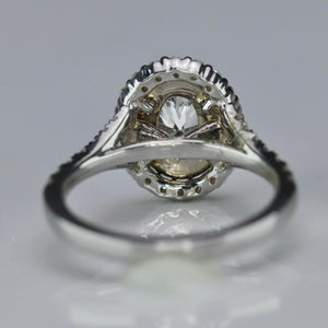 50% OFF!  Lab Grown oval diamond double halo ring in 14k white gold