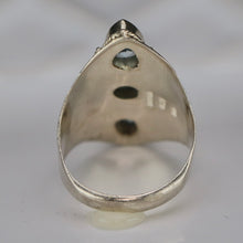 Load image into Gallery viewer, Sterling silver laminar and blue topaz ring