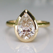 Load image into Gallery viewer, The Phillipa - 2.85ct Pear shaped lab grown diamond solitaire ring in 14k yellow gold