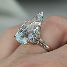 Load image into Gallery viewer, Spectacular vintage 11.60ct pear shape blue topaz ring in 14k white gold