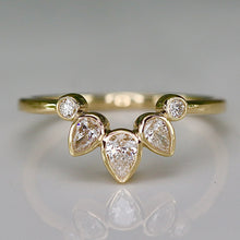 Load image into Gallery viewer, Pear shaped lab grown diamond chevron in 14k yellow gold