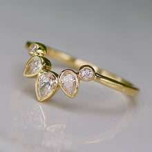 Load image into Gallery viewer, Pear shaped lab grown diamond chevron in 14k yellow gold