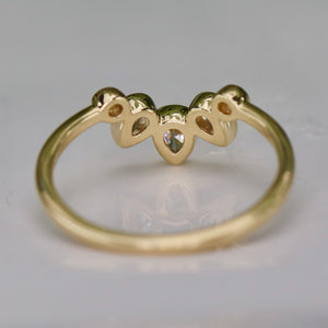 Pear shaped lab grown diamond chevron in 14k yellow gold
