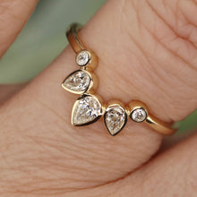 Load image into Gallery viewer, Pear shaped lab grown diamond chevron in 14k yellow gold