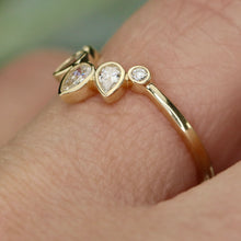 Load image into Gallery viewer, Pear shaped lab grown diamond chevron in 14k yellow gold