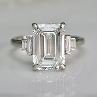 The Catherine - 5.56ct Emerald cut lab grown diamond ring in platinum