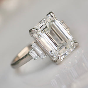 The Catherine - 5.56ct Emerald cut lab grown diamond ring in platinum