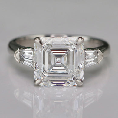 The Isabella - 4.50ct Asscher cut lab grown diamond ring in platinum