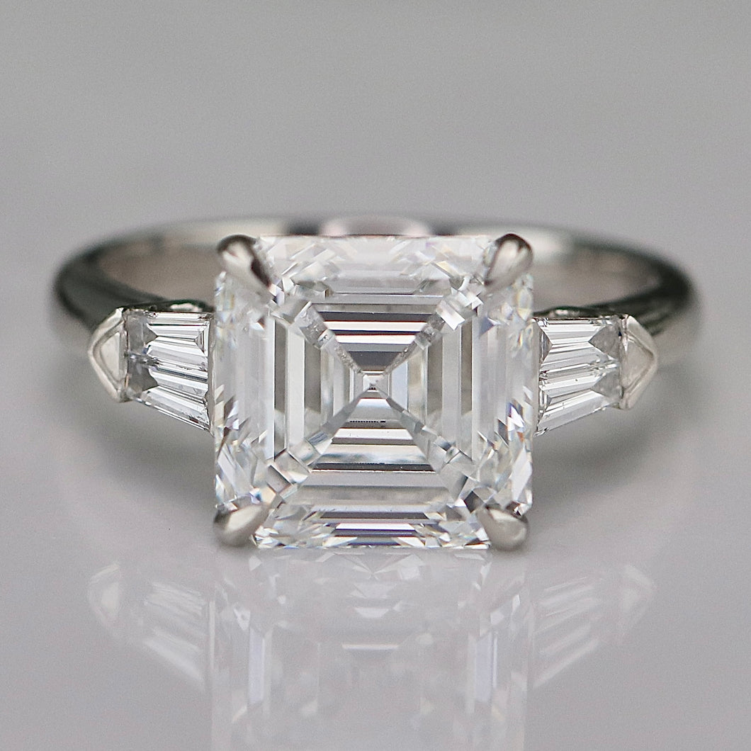 The Isabella - 4.50ct Asscher cut lab grown diamond ring in platinum