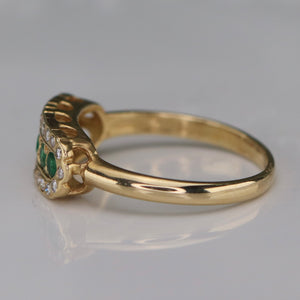 Vintage Emerald and diamond ring in 14k yellow gold