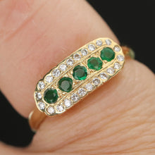 Load image into Gallery viewer, Vintage Emerald and diamond ring in 14k yellow gold