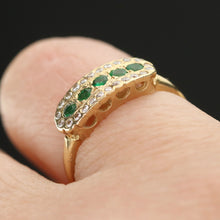 Load image into Gallery viewer, Vintage Emerald and diamond ring in 14k yellow gold