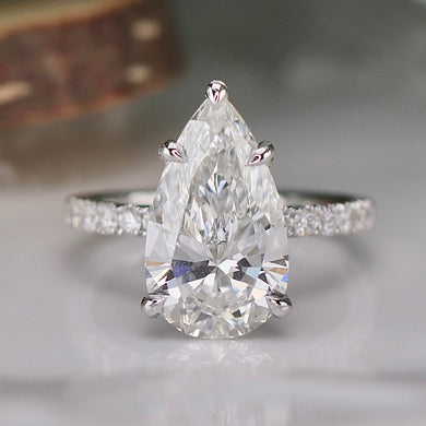 4.79ct pear cut loose lab grown diamond in 14k white gold