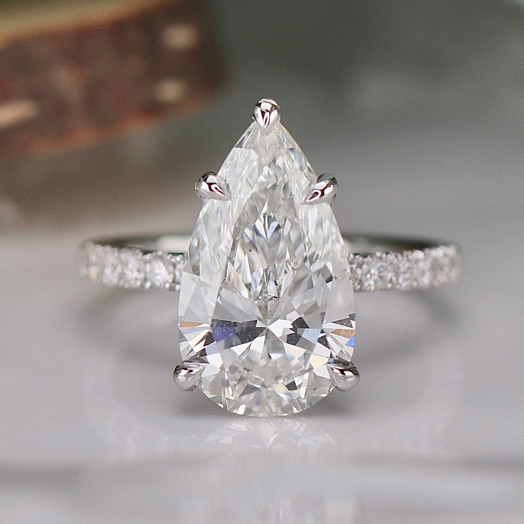 4.79ct pear cut loose lab grown diamond in 14k white gold