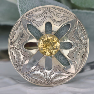 Vintage (almost antique!) 1927 Silver Scottish brooch with citrine