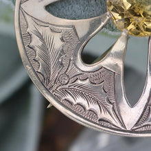 Load image into Gallery viewer, Vintage (almost antique!) 1927 Silver Scottish brooch with citrine