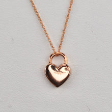 Load image into Gallery viewer, 14k rose gold black enamel mini heart necklace