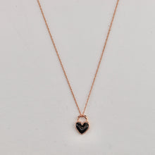 Load image into Gallery viewer, 14k rose gold black enamel mini heart necklace