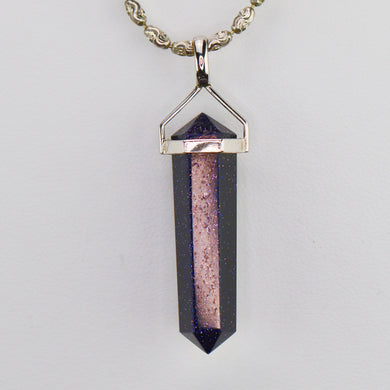Sterling silver blue goldstone necklace