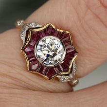 Load image into Gallery viewer, 50% OFF!  READ DESCRIPTION FULLY**  Vintage diamond and ruby ring in 18k gold