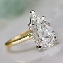 Load image into Gallery viewer, The Luna - 4.16ct Pear shaped lab grown diamond solitaire ring in 14k gold