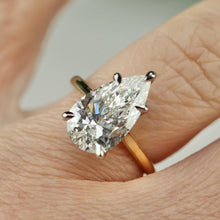 Load image into Gallery viewer, The Luna - 4.16ct Pear shaped lab grown diamond solitaire ring in 14k gold