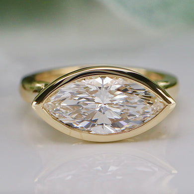 The Persephone - 3.24ct Marquise cut lab grown diamond ring E VVS2 in 14k yellow