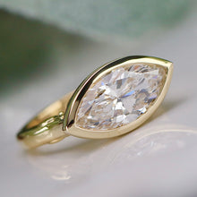 Load image into Gallery viewer, The Persephone - 3.24ct Marquise cut lab grown diamond ring E VVS2 in 14k yellow