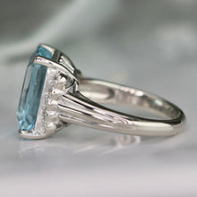 Load image into Gallery viewer, Estate Aquamarine and diamond ring in platinum
