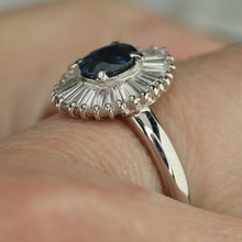 Load image into Gallery viewer, Estate Sapphire and diamond ballerina style ring in platinum