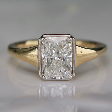 2.01ct radiant cut lab grown diamond ring in 14k yellow gold