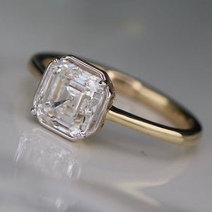 2.02ct asscher cut lab grown diamond ring in 14k yellow gold