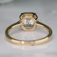Load image into Gallery viewer, 2.02ct asscher cut lab grown diamond ring in 14k yellow gold