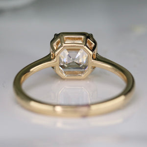2.02ct asscher cut lab grown diamond ring in 14k yellow gold