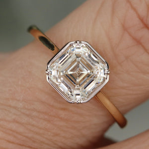 2.02ct asscher cut lab grown diamond ring in 14k yellow gold