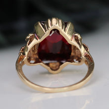 Load image into Gallery viewer, Estate vintage lab grown ruby ring in yellow gold