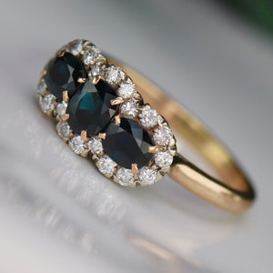 Estate sapphire and diamond ring in 14k yellow and white gold