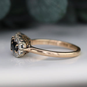 Estate sapphire and diamond ring in 14k yellow and white gold