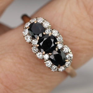 Estate sapphire and diamond ring in 14k yellow and white gold