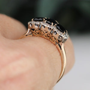 Estate sapphire and diamond ring in 14k yellow and white gold